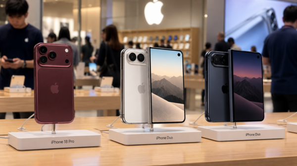 iPhone 18 pro, iPhone Duo models in an Apple store